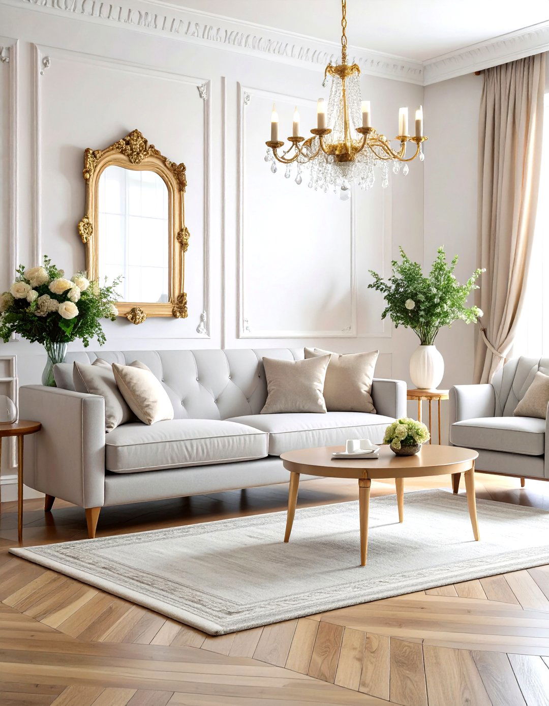 Sophisticated Parisian Chic - 30 grey sofa living room ideas