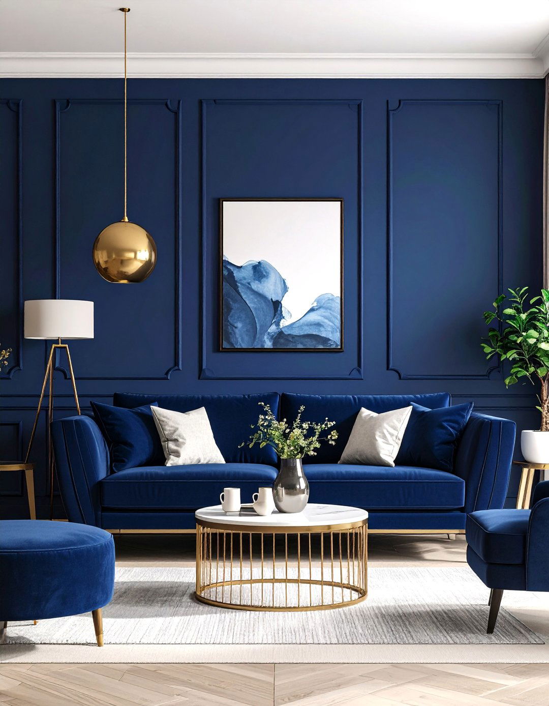 Sophisticated Picture Frame Moulding Wall - 30 accent wall ideas for living room