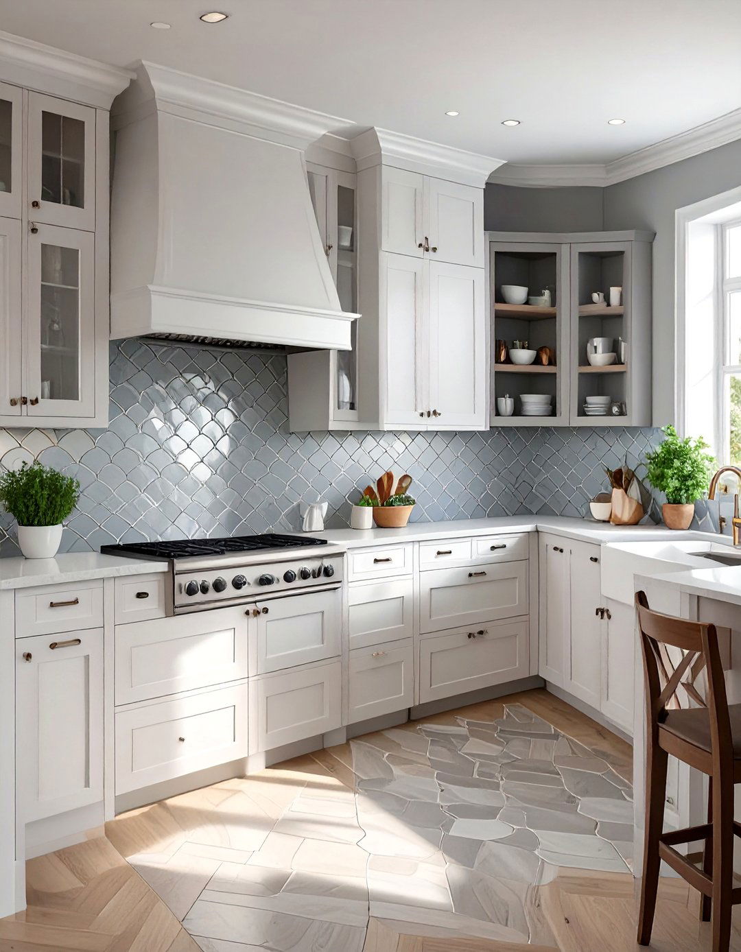 Sophisticated Scalloped Tile Kitchen Backsplash - 30 backsplash ideas for white kitchen