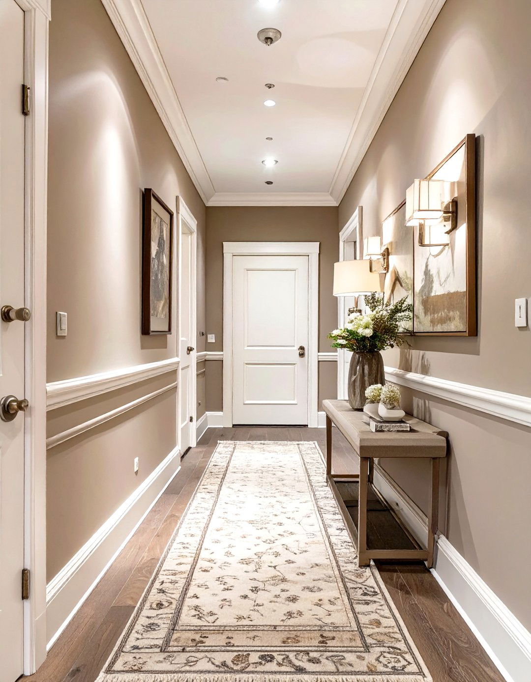 Sophisticated Taupe Hallway - 30 hallway paint ideas