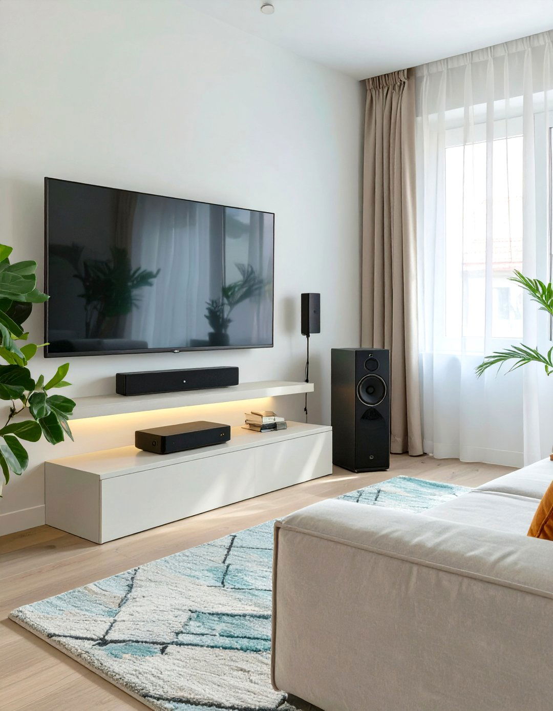 Soundbar and Subwoofer Combination - 30 small home theater ideas