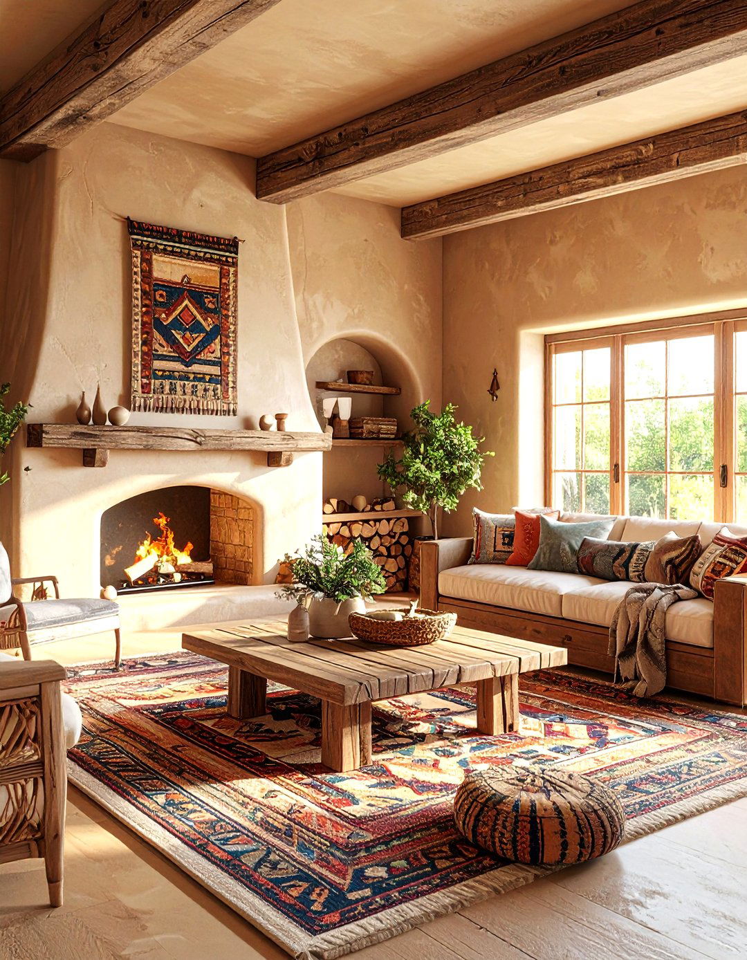 Southwestern Adobe Living Room - 30 3d rendering interior design ideas