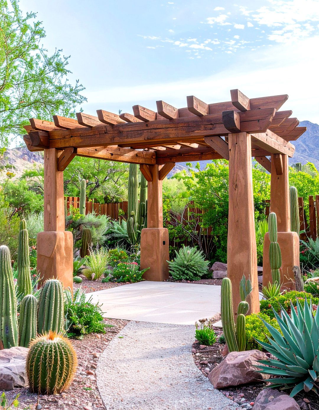 Southwestern Adobe Style Garden Arbor - 30 garden arbor ideas