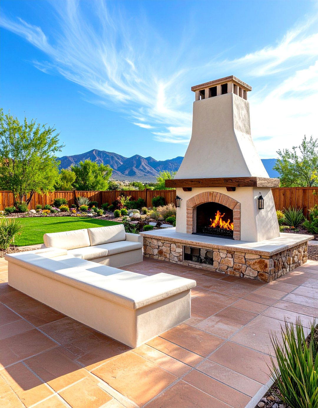 Southwestern Adobe Style Kiva Fireplace - 30 fire pit ideas for backyard