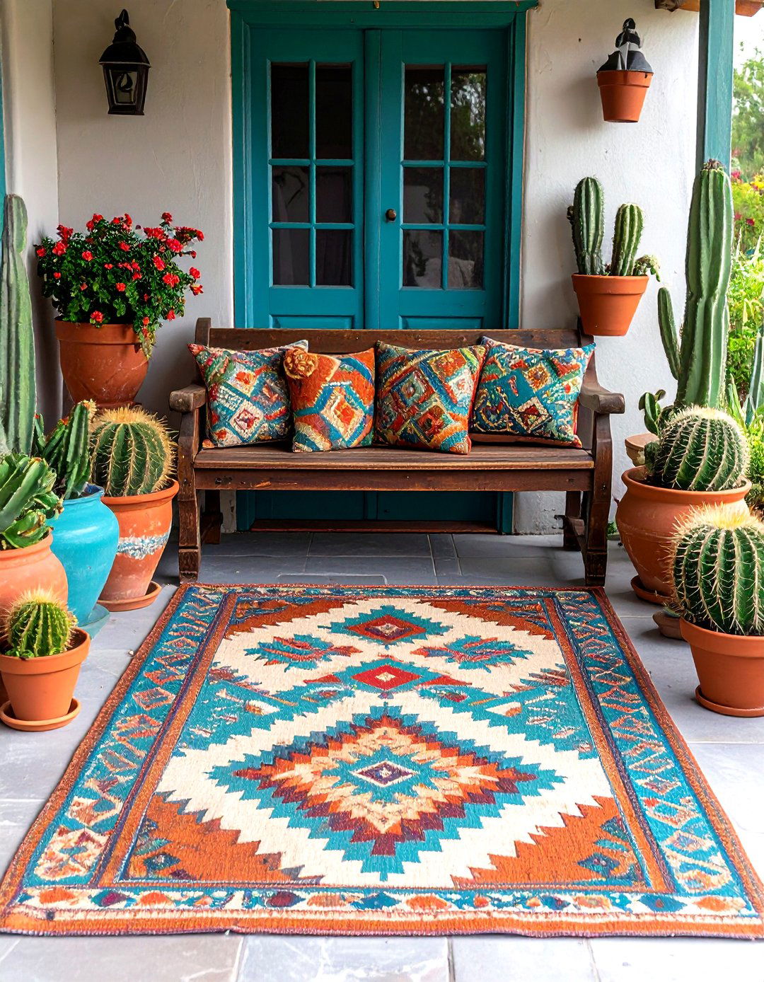 Southwestern Diamond Pattern Rug - 30 front porch rug ideas