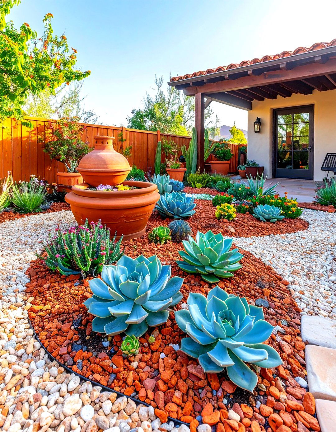 Southwestern Gravel and Succulent Landscape - 30 gravel landscaping ideas