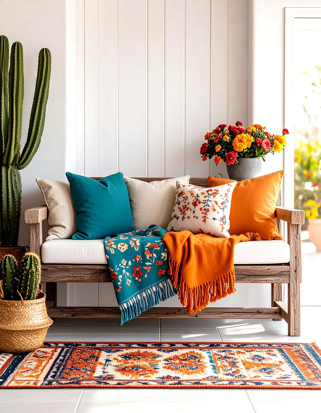 Southwestern Inspired Entryway Bench - 30 entryway bench ideas