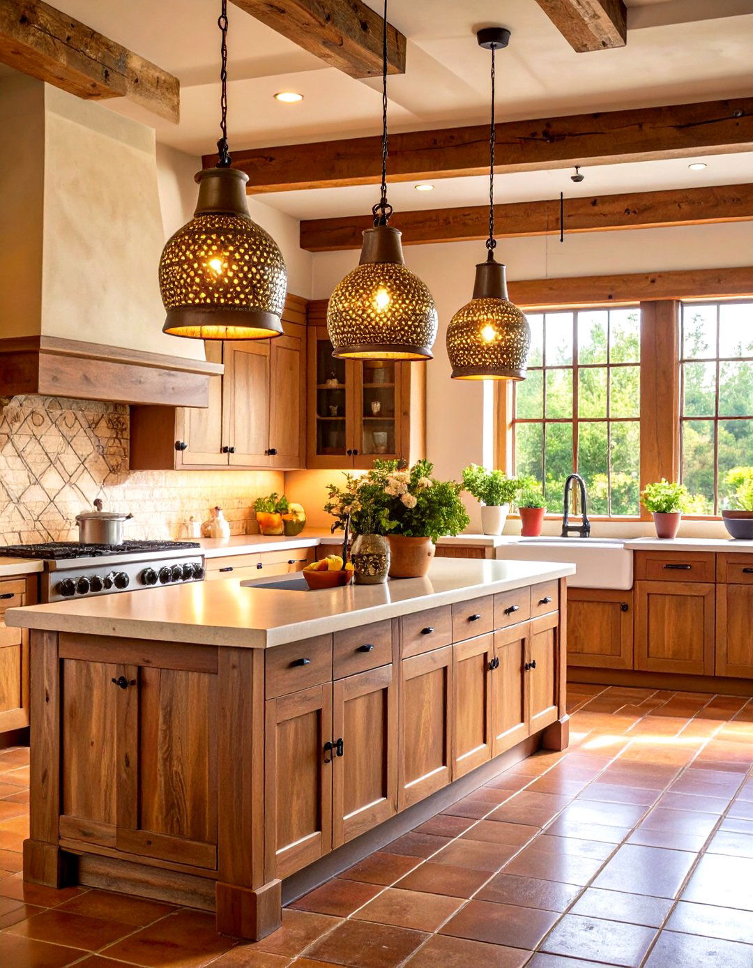 Southwestern Kitchen Punched Tin Pendants - 30 kitchen lights ideas