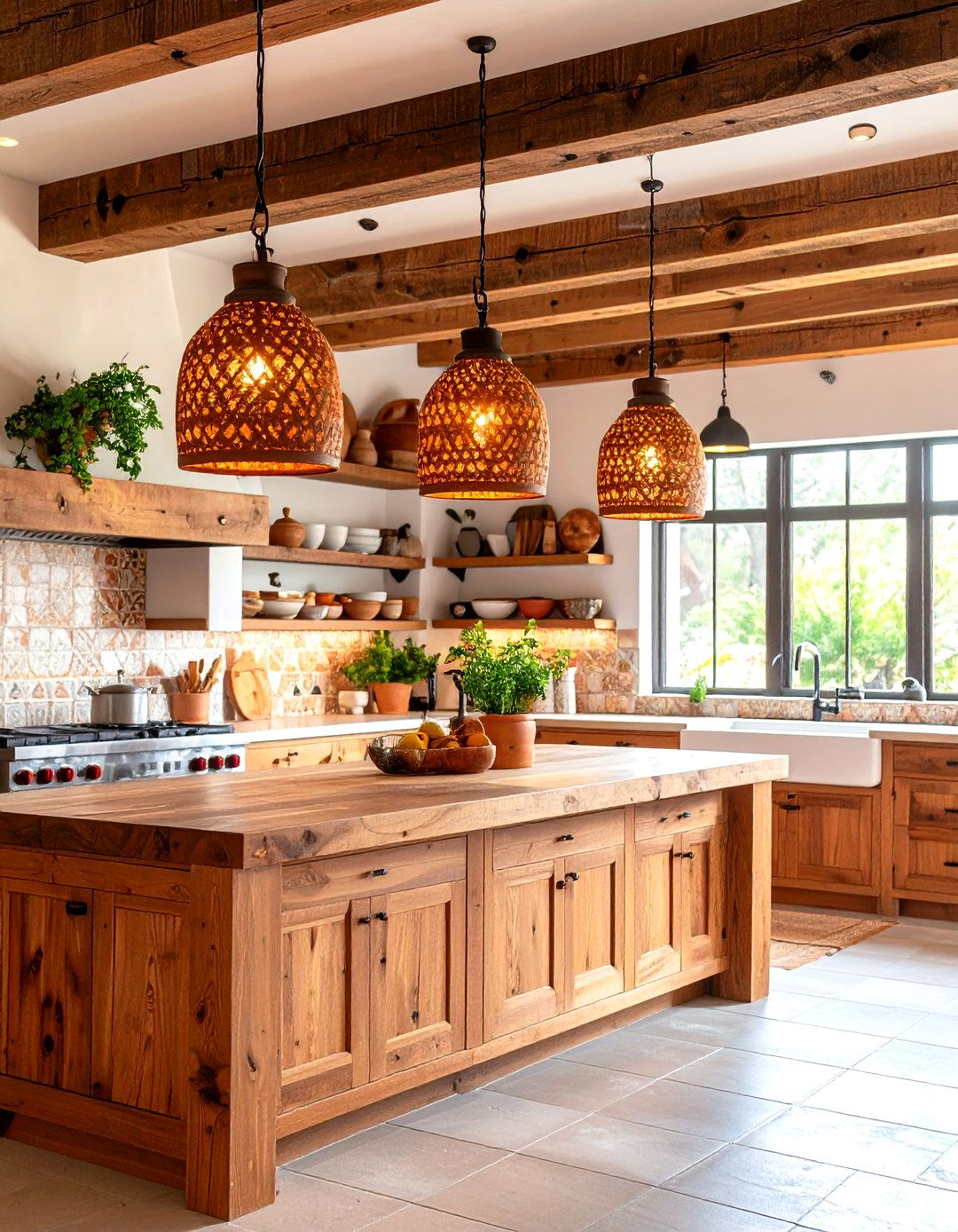 Southwestern Kitchen Terracotta Pendants - 30 kitchen light ideas