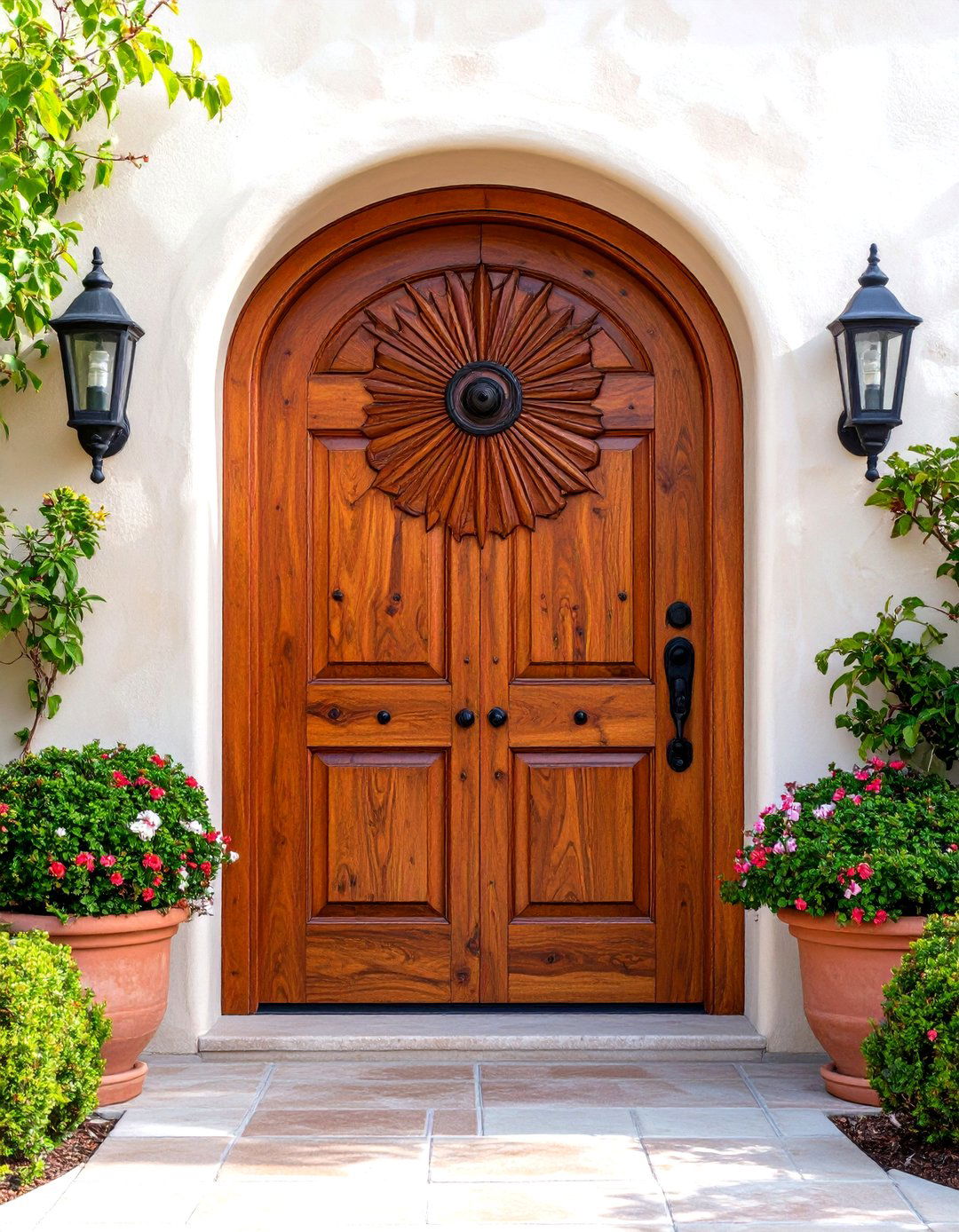Southwestern Style Carved Wood Door - 30 entryway front door ideas
