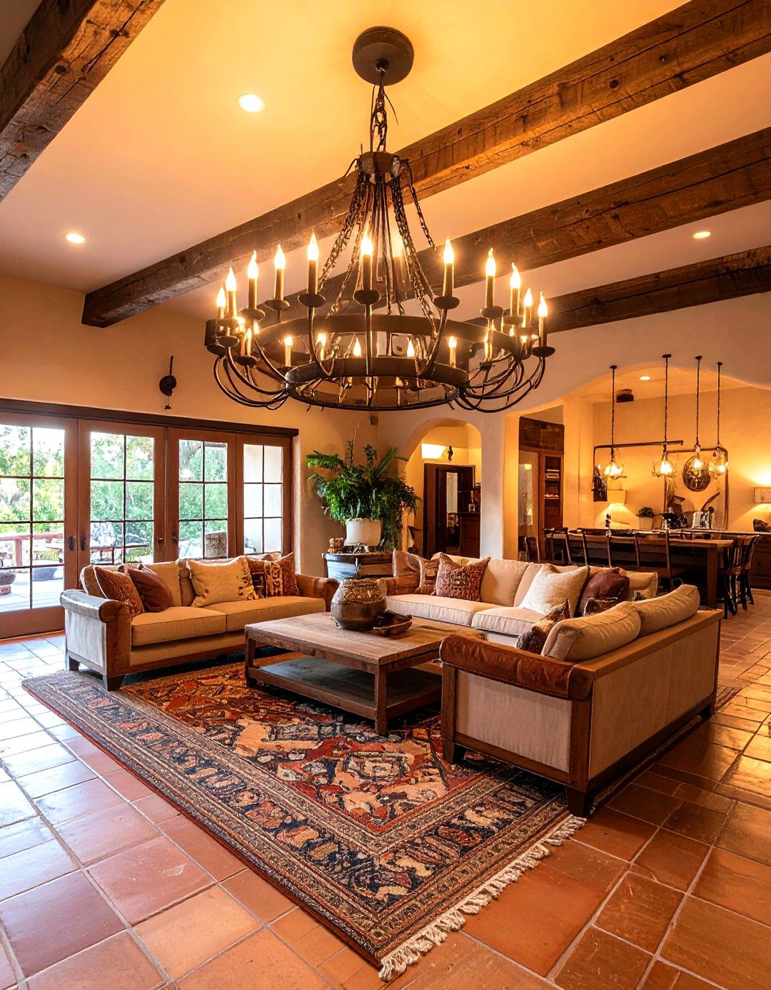 Southwestern Wrought Iron living room ceiling lighting - 30 living room ceiling lighting ideas