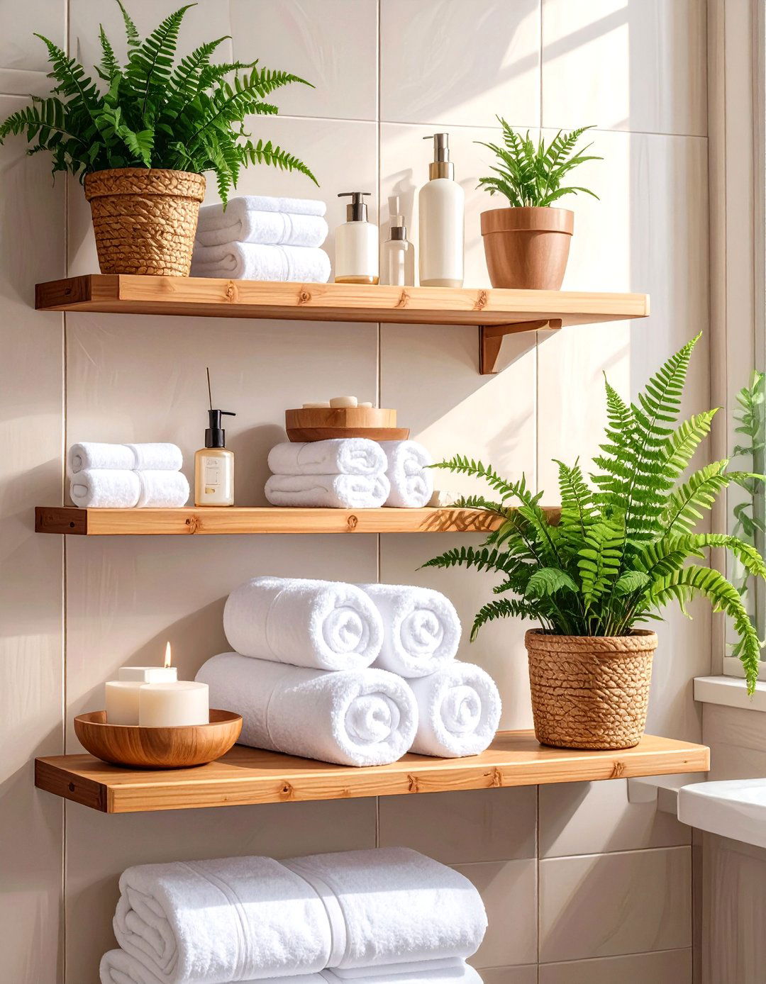 Spa Inspired Retreat Bathroom Shelf - 30 bathroom shelf decor ideas