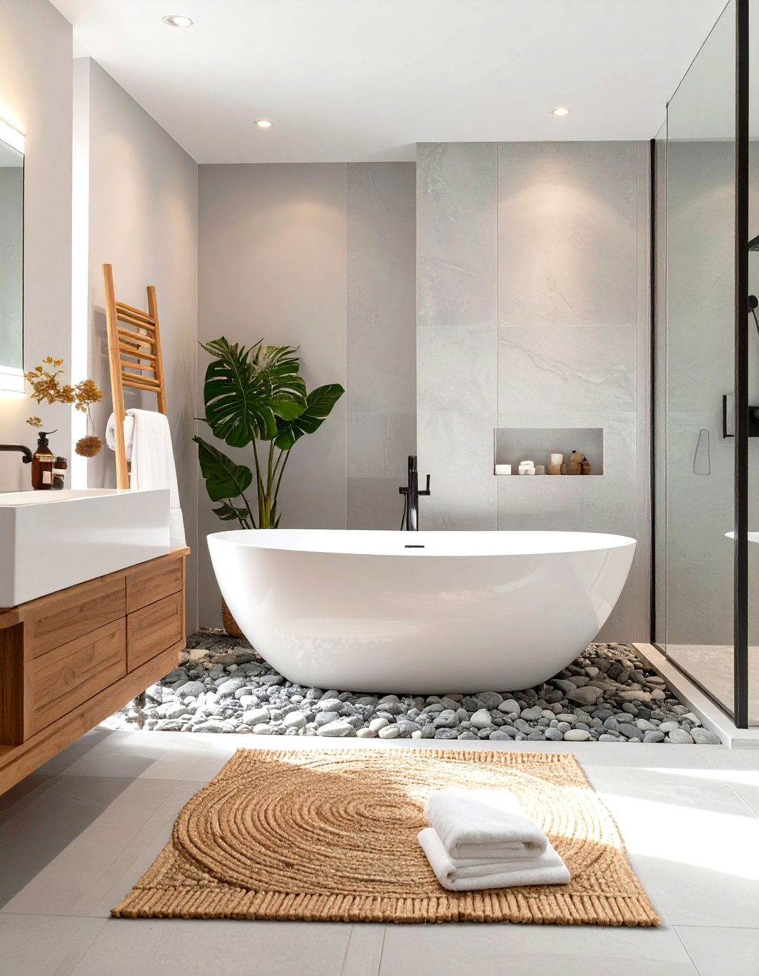 Spa Like Zen Grey and White Bathroom - 30 grey and white bathroom ideas