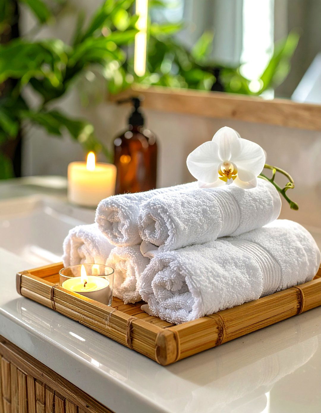 Spa Style Rolled Towel Caddy - 30 bathroom towel storage ideas