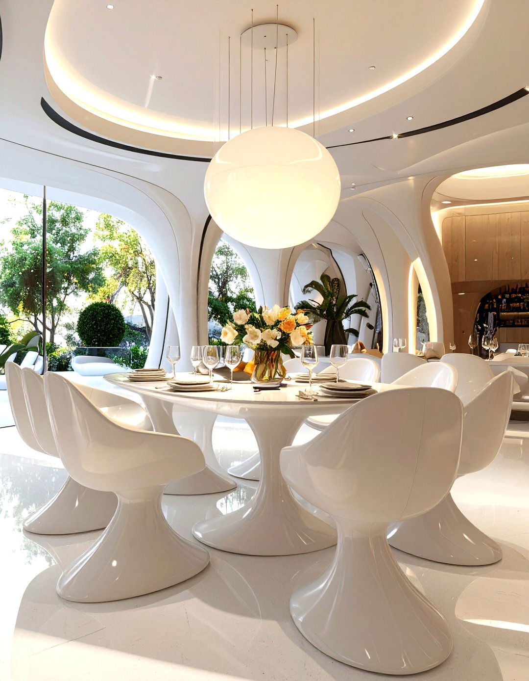 Space Age Dining Area - 30 3d rendering interior design ideas
