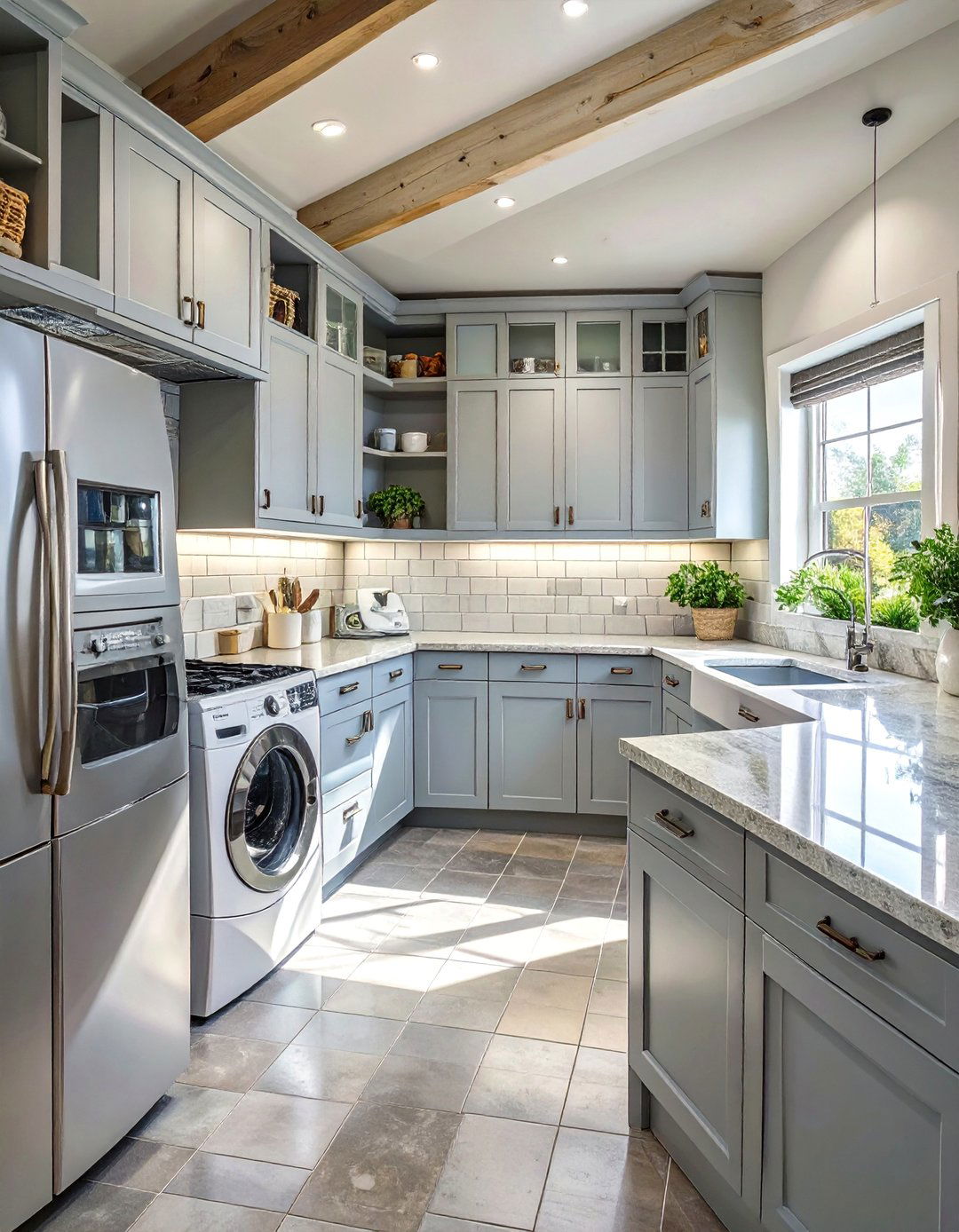 Space Saving Galley Style Basement Laundry Room - 30 concrete basement laundry room ideas