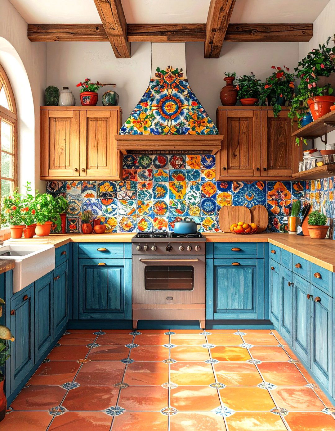 Spanish Inspired Hand Painted Kitchen Tiles - 30 kitchen wall tile ideas