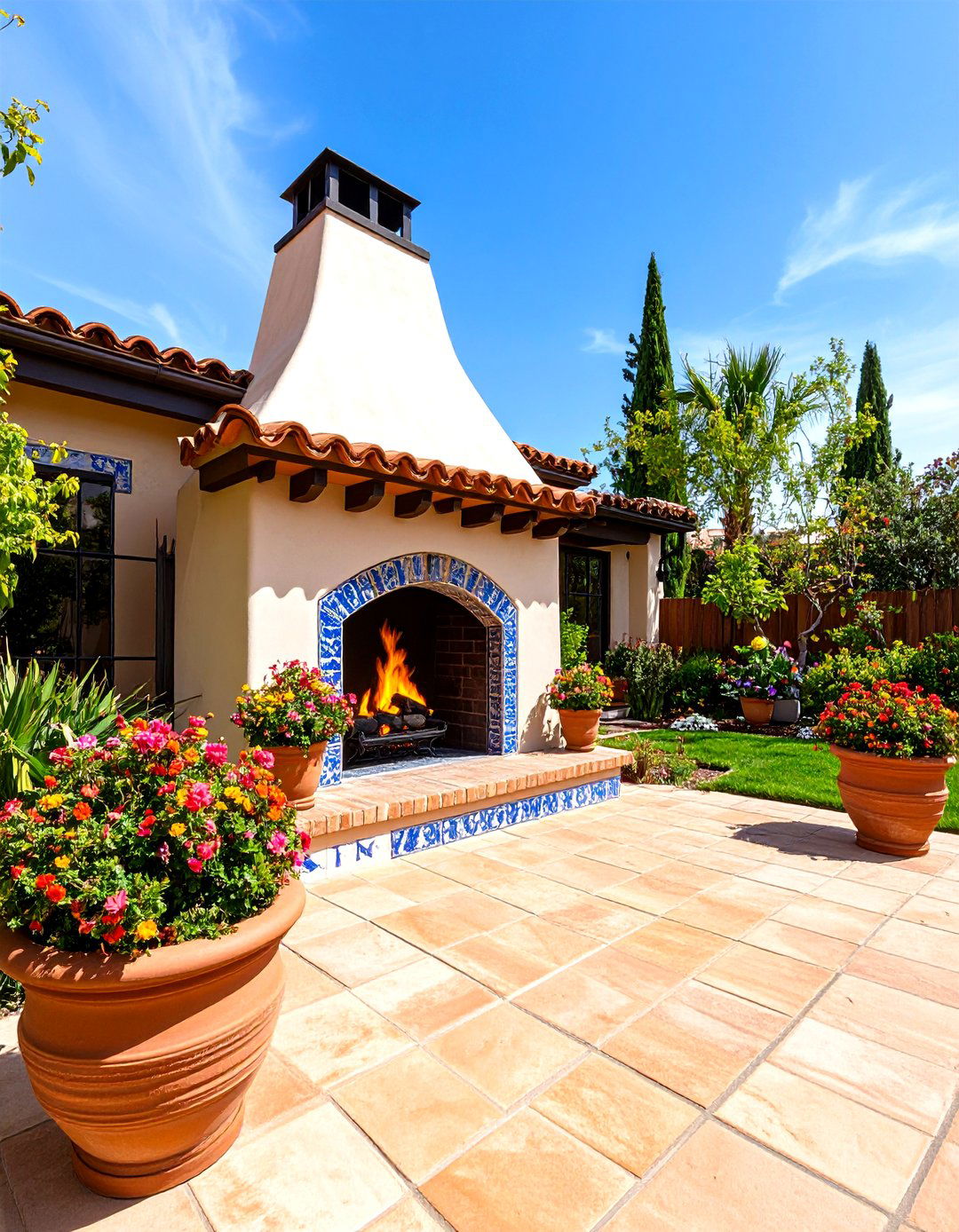 Spanish Style Stucco Patio Fireplace - 30 patio fireplace ideas