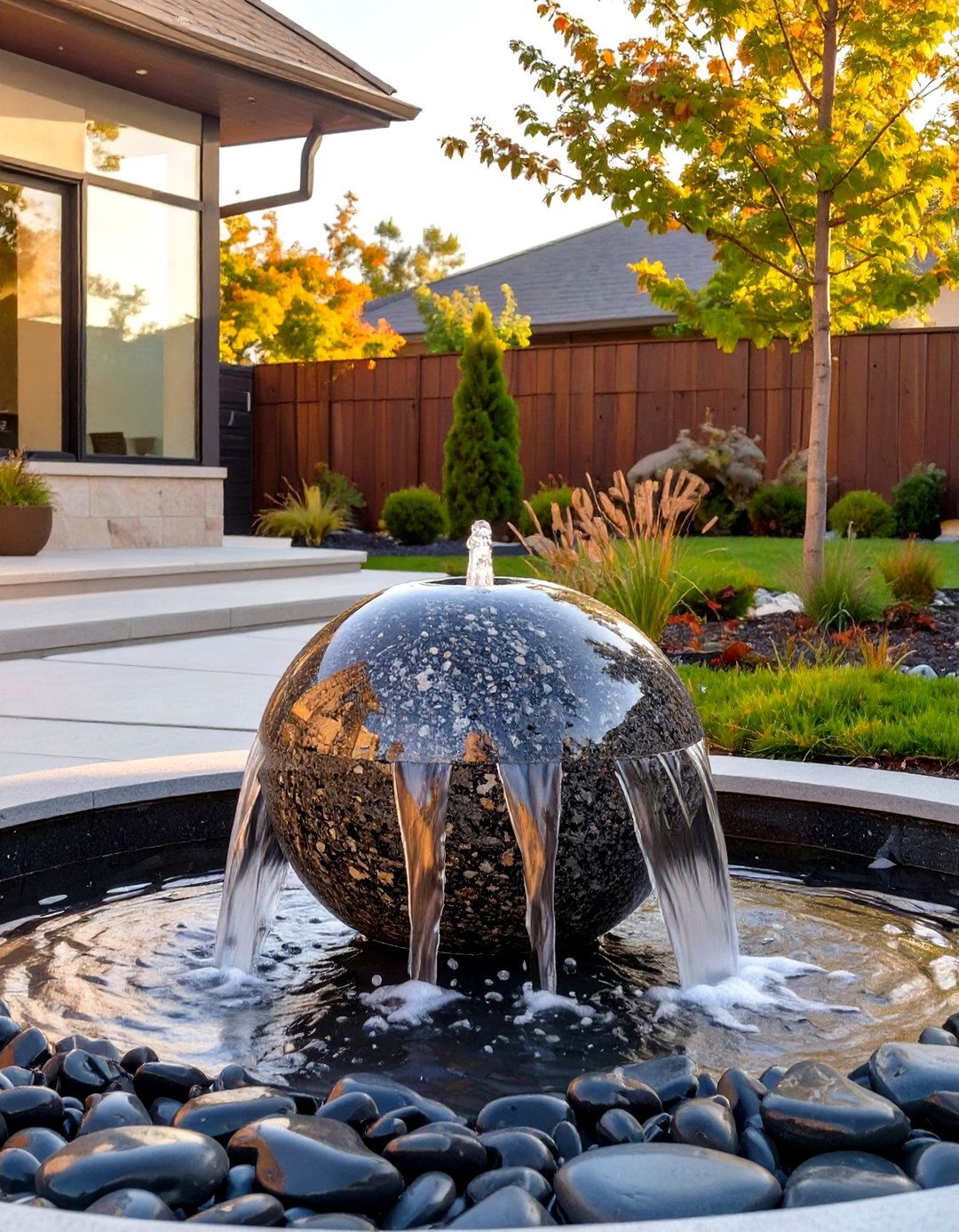 Sphere Front Yard Fountain - 30 small front yard fountain ideas