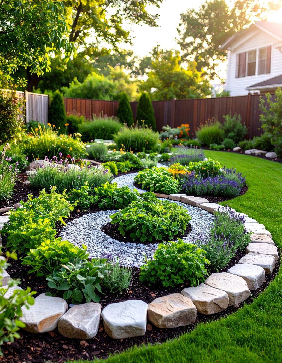 Spiral Herb Rock Garden - 30 rock garden ideas for front yard