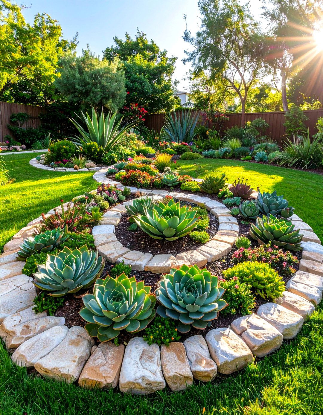 Spiral Succulent Garden - 30 outdoor succulent garden ideas