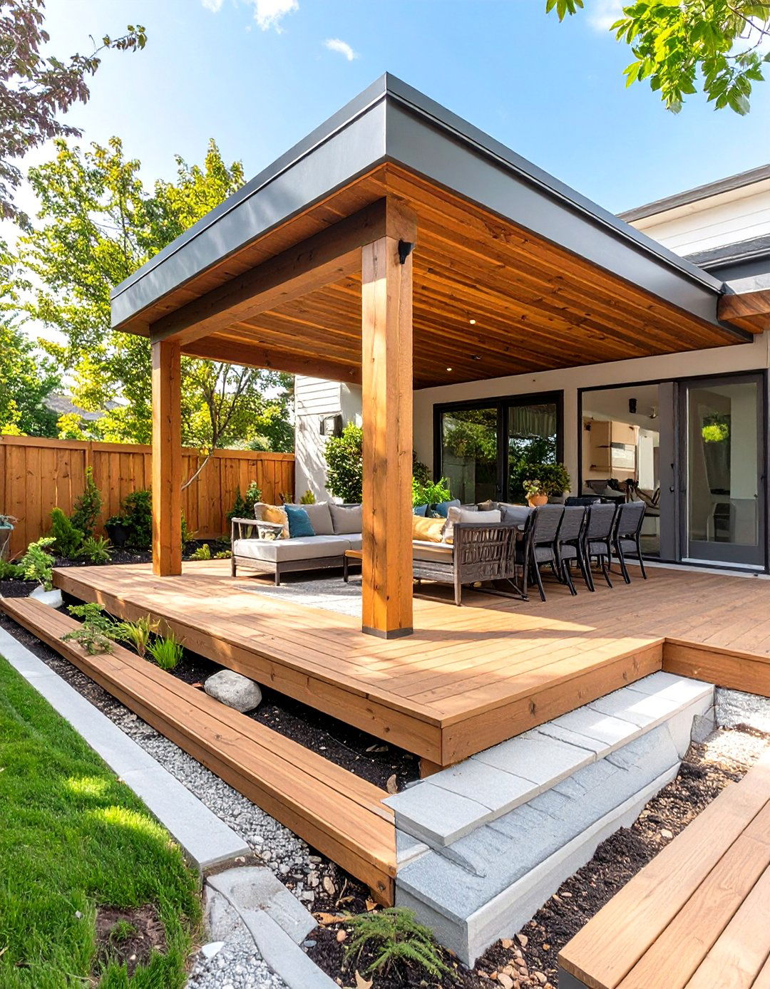 Split Level Deck with Under Deck Drainage System - 30 split level 2 level deck designs