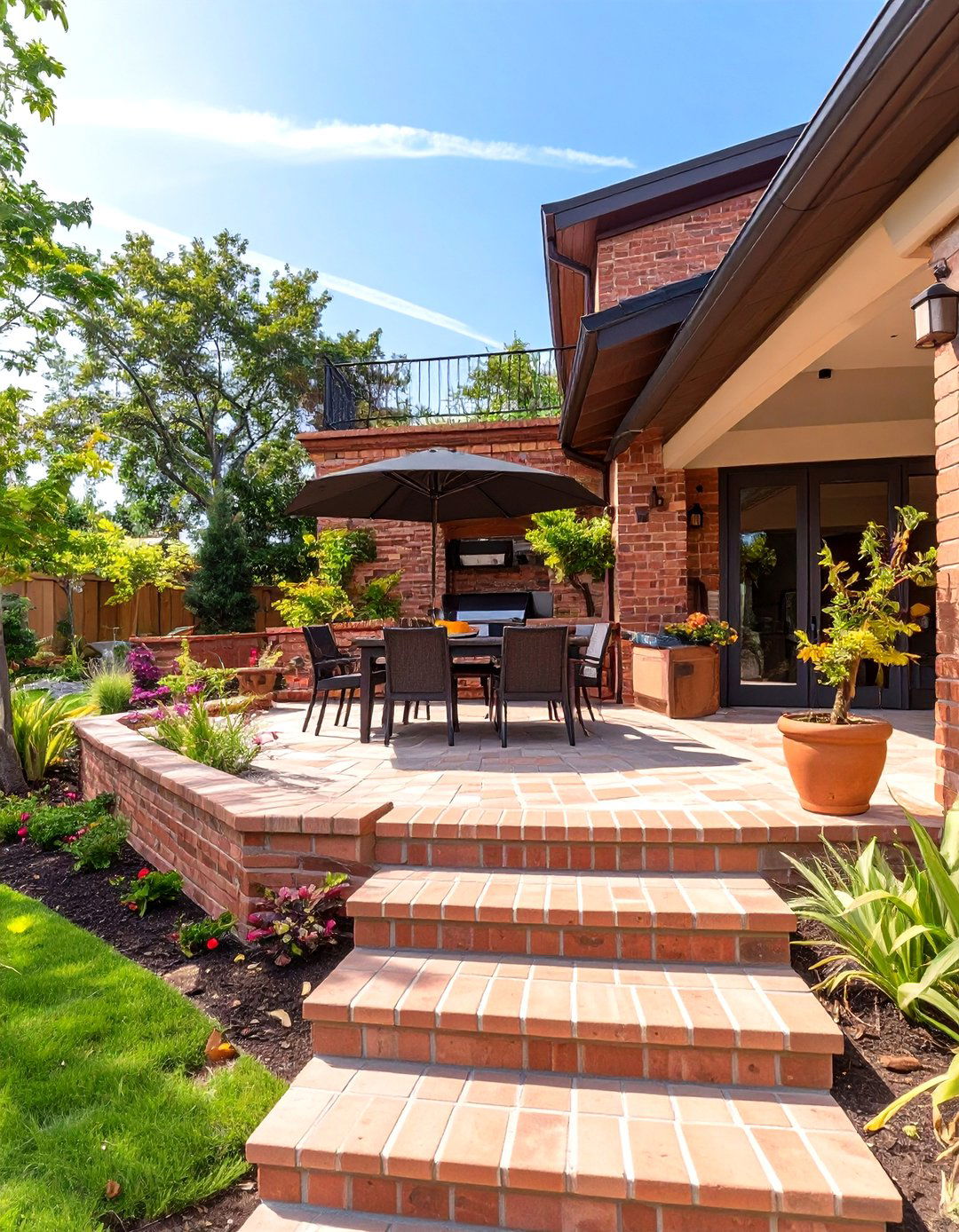 Split Level Outdoor Brick BBQ and Dining Area - 30 outdoor brick bbq designs pictures