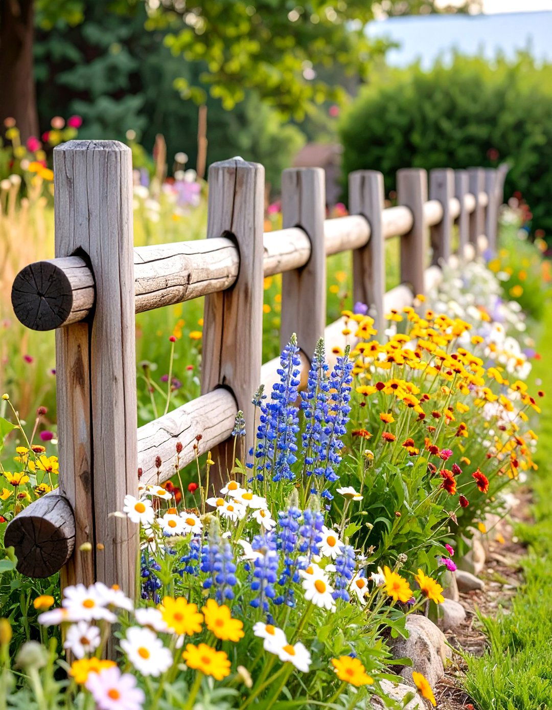 Split Rail Wood Fence - 30 small garden fence ideas
