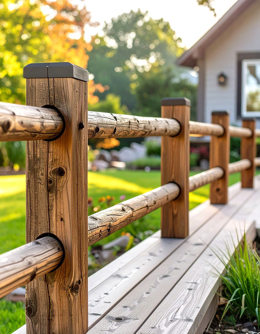 Split Rail Wood Fence Style - 30 cheap deck railing ideas
