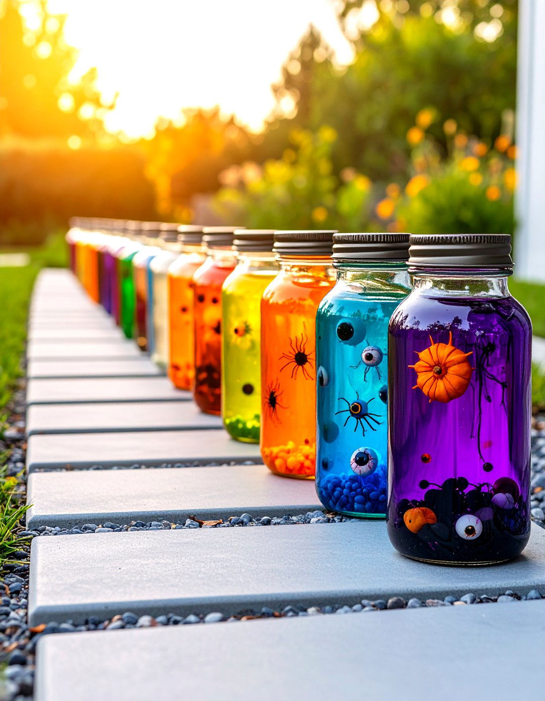 Spooky Specimen Jars Pathway - 30 halloween decoration ideas outdoor diy