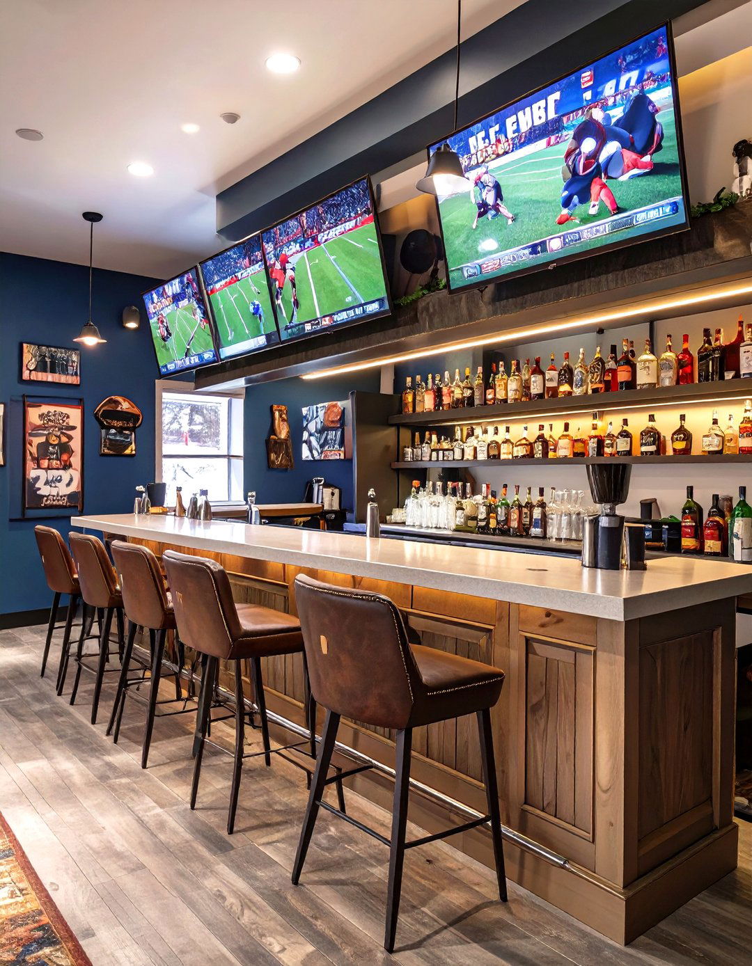 Sports Themed Garage Bar - 30 man cave garage bar ideas