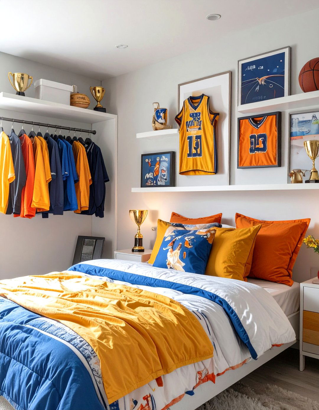 Sports Themed Room with Memorabilia Display - 30 teenage bedroom ideas