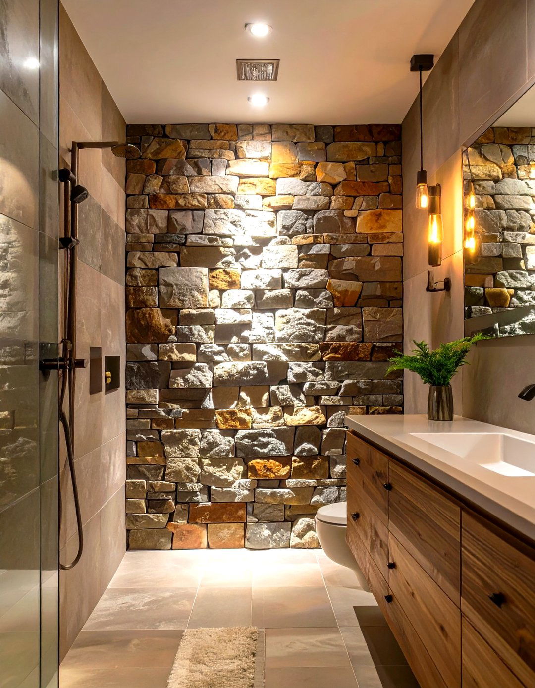 Spotlights to Highlight Tile or Stone - 30 shower lighting ideas