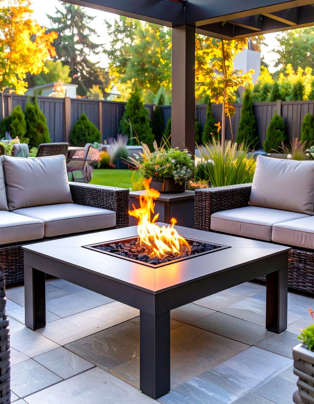 Square Metal Firepit Table - 30 outdoor firepit ideas