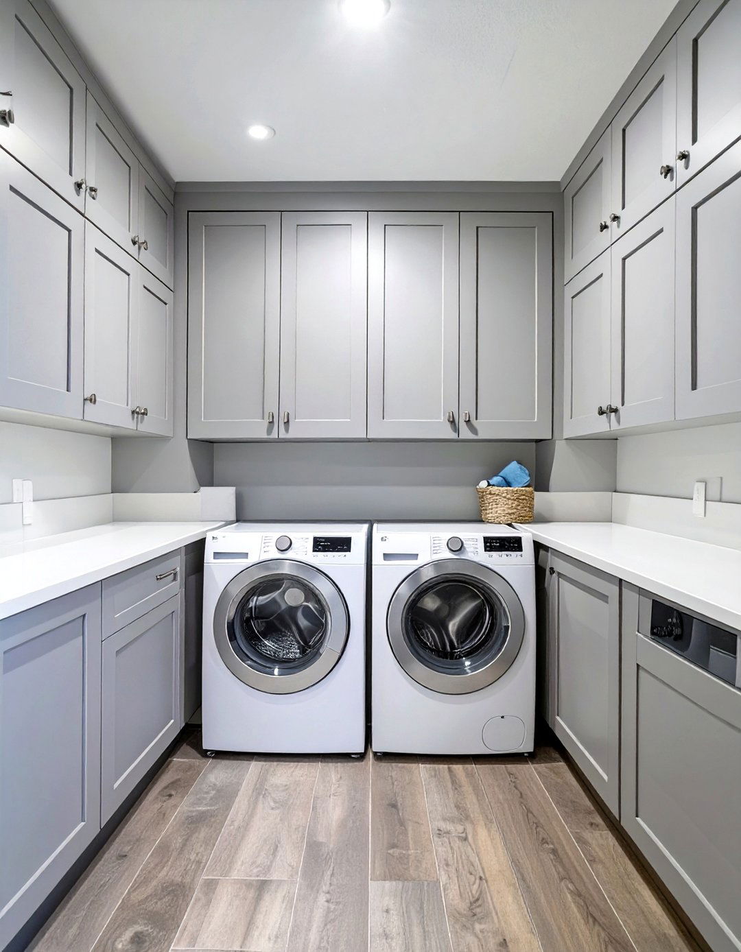 Stackable Laundry Flanked by Tall Storage Cabinets - 30 stackable laundry room ideas