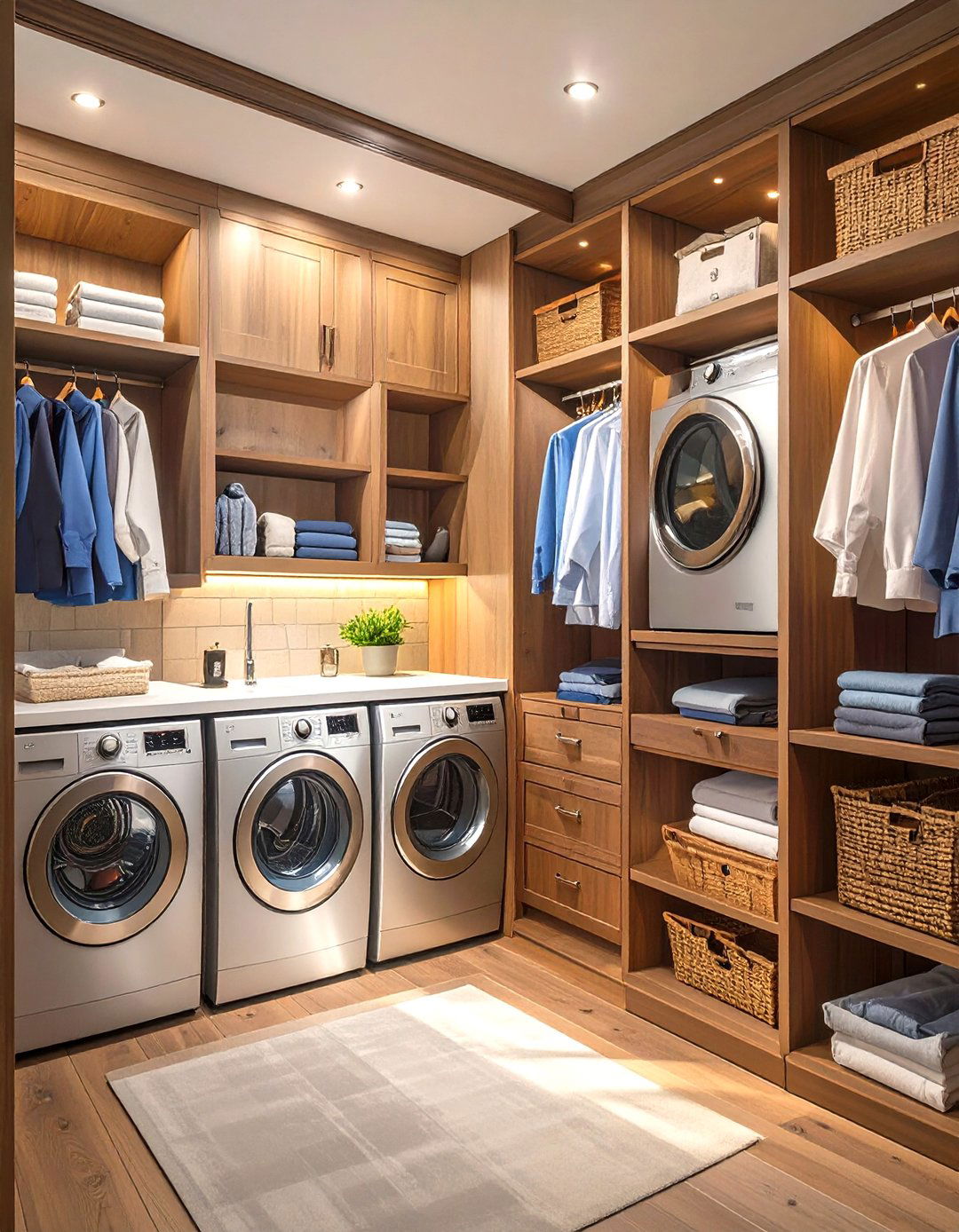 Stackable Laundry in a Walk In Closet - 30 stackable laundry room ideas