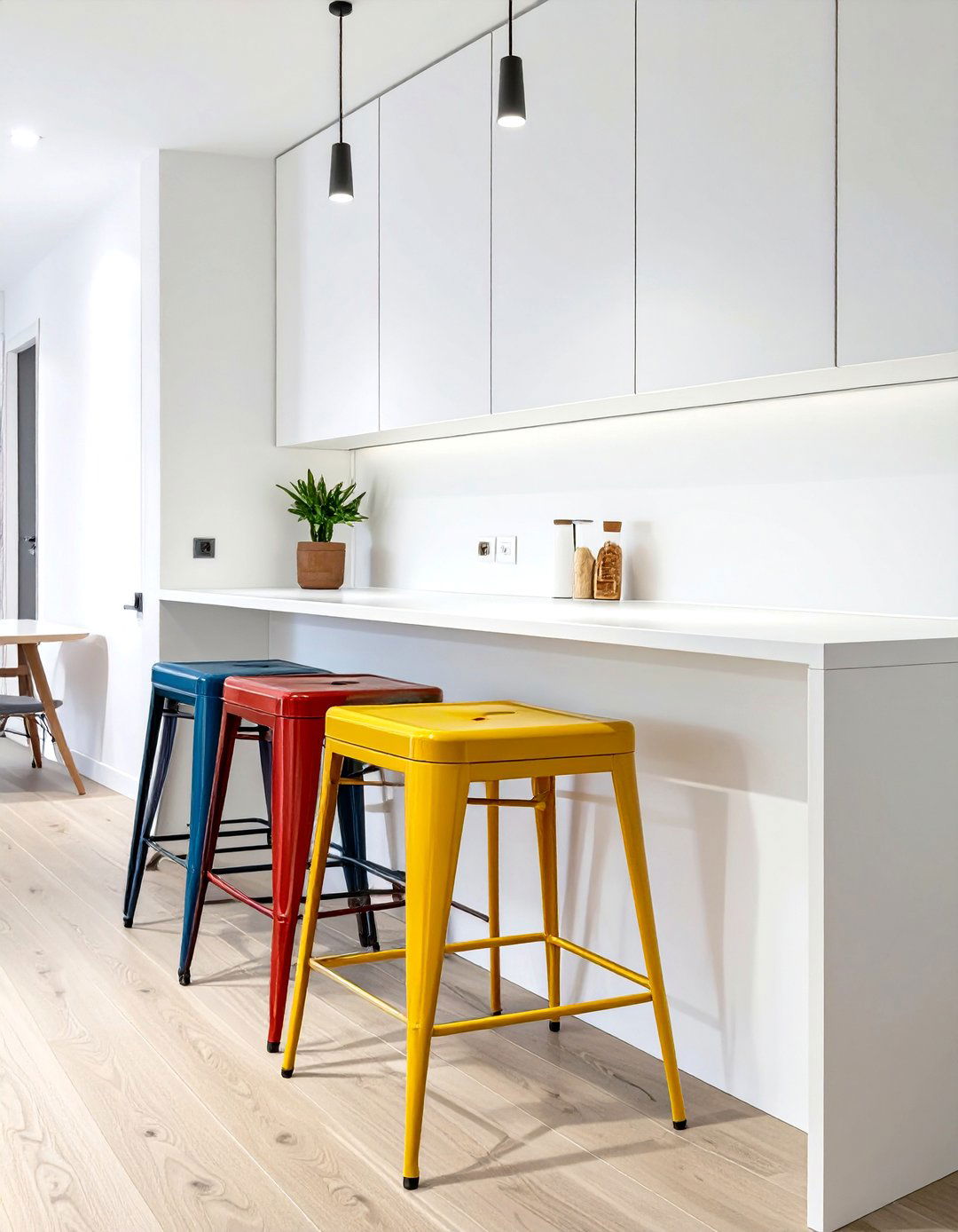 Stackable Stools with a Narrow Counter - 30 what are space-saving kitchen table ideas ideas