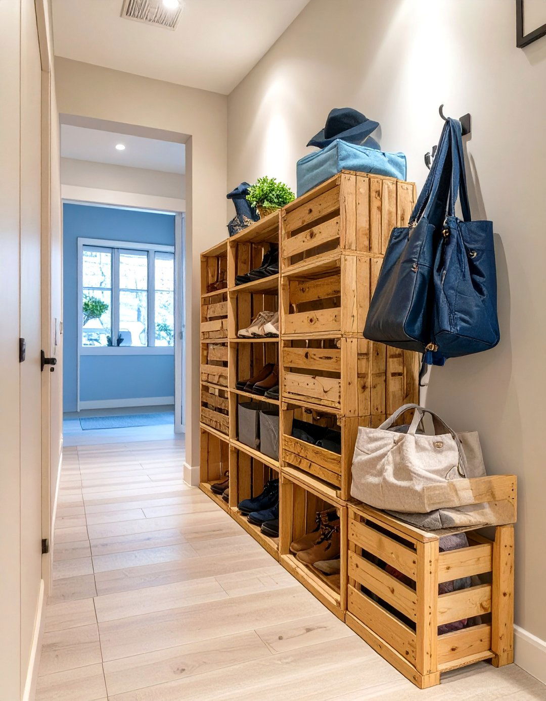 Stackable Storage Crates - 30 hallway storage ideas