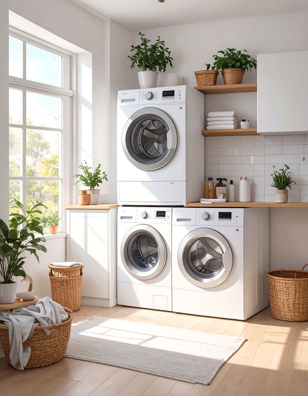 Stackable Washer and Dryer Units - 30 small laundry room organization ideas
