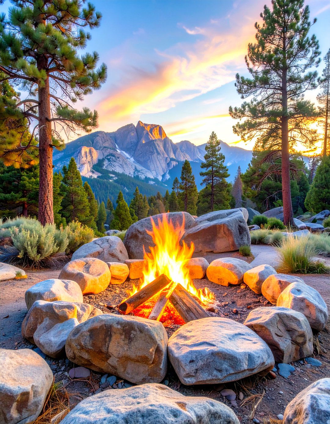 Stacked Boulder Fire Pit - 30 simple backyard fire pit ideas