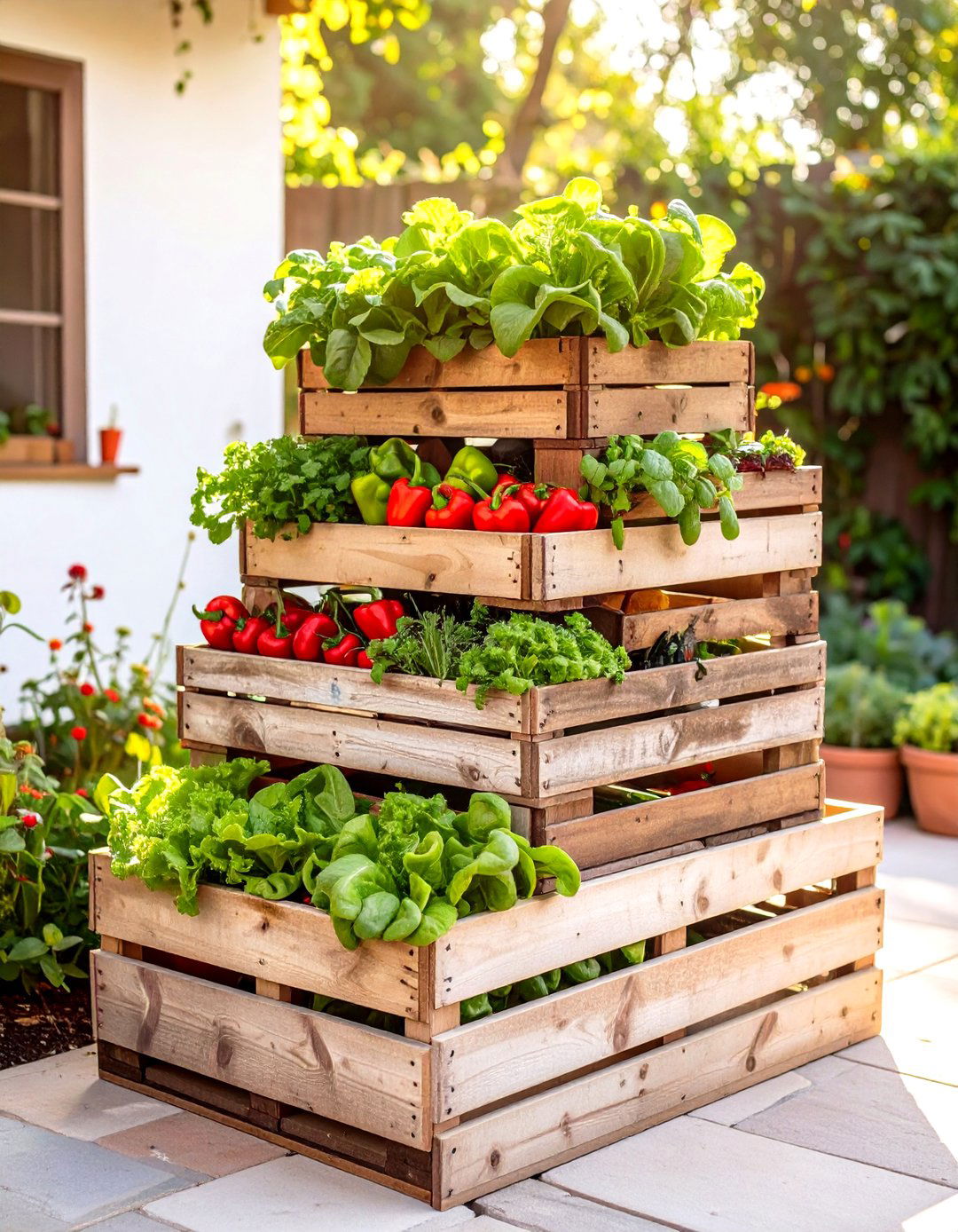 Stacked Crate Vegetable Garden - 30 vertical garden ideas