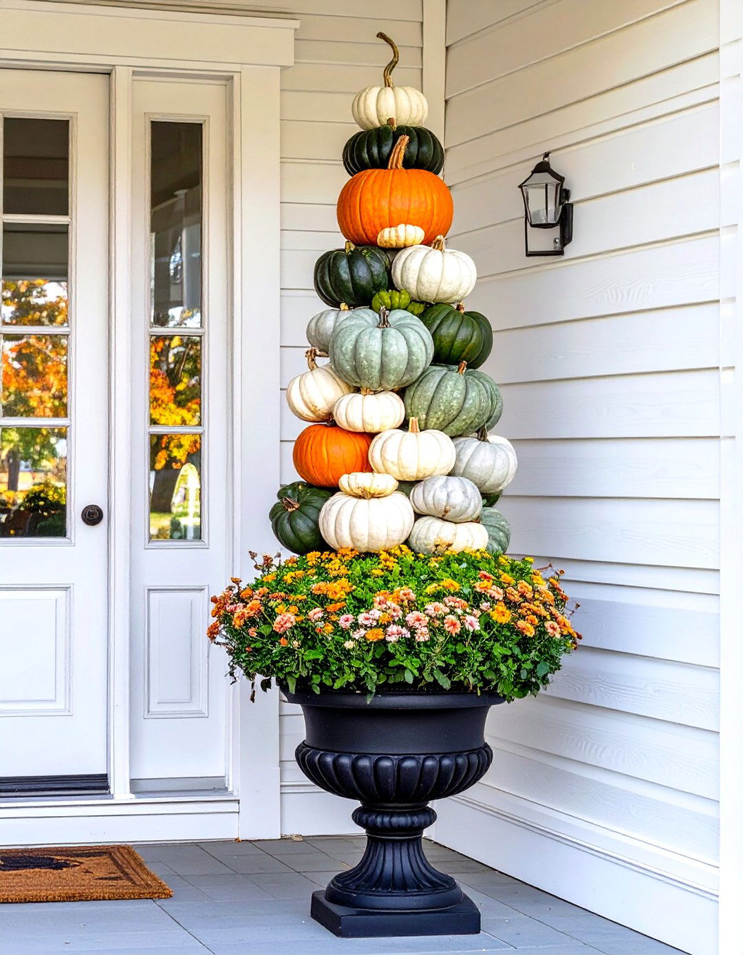 Stacked Heirloom Pumpkin Topiary - 30 outdoor fall decor ideas