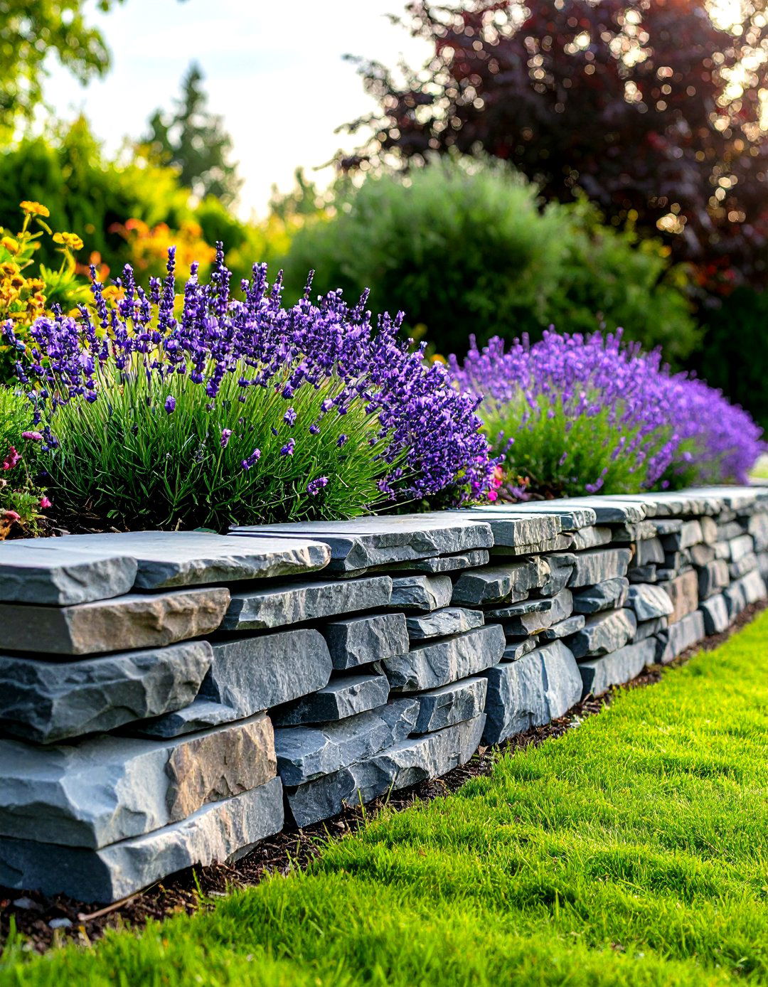 Stacked Slate Garden Edging - 30 inexpensive garden edging ideas