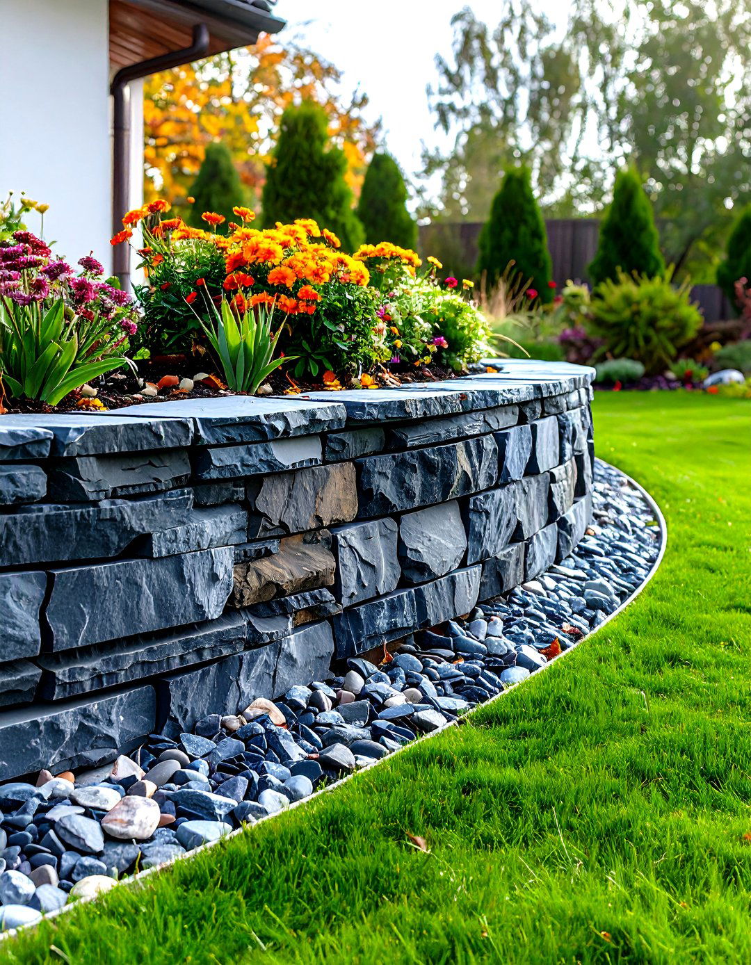 Stacked Slate Lawn Edging - 30 lawn edging ideas