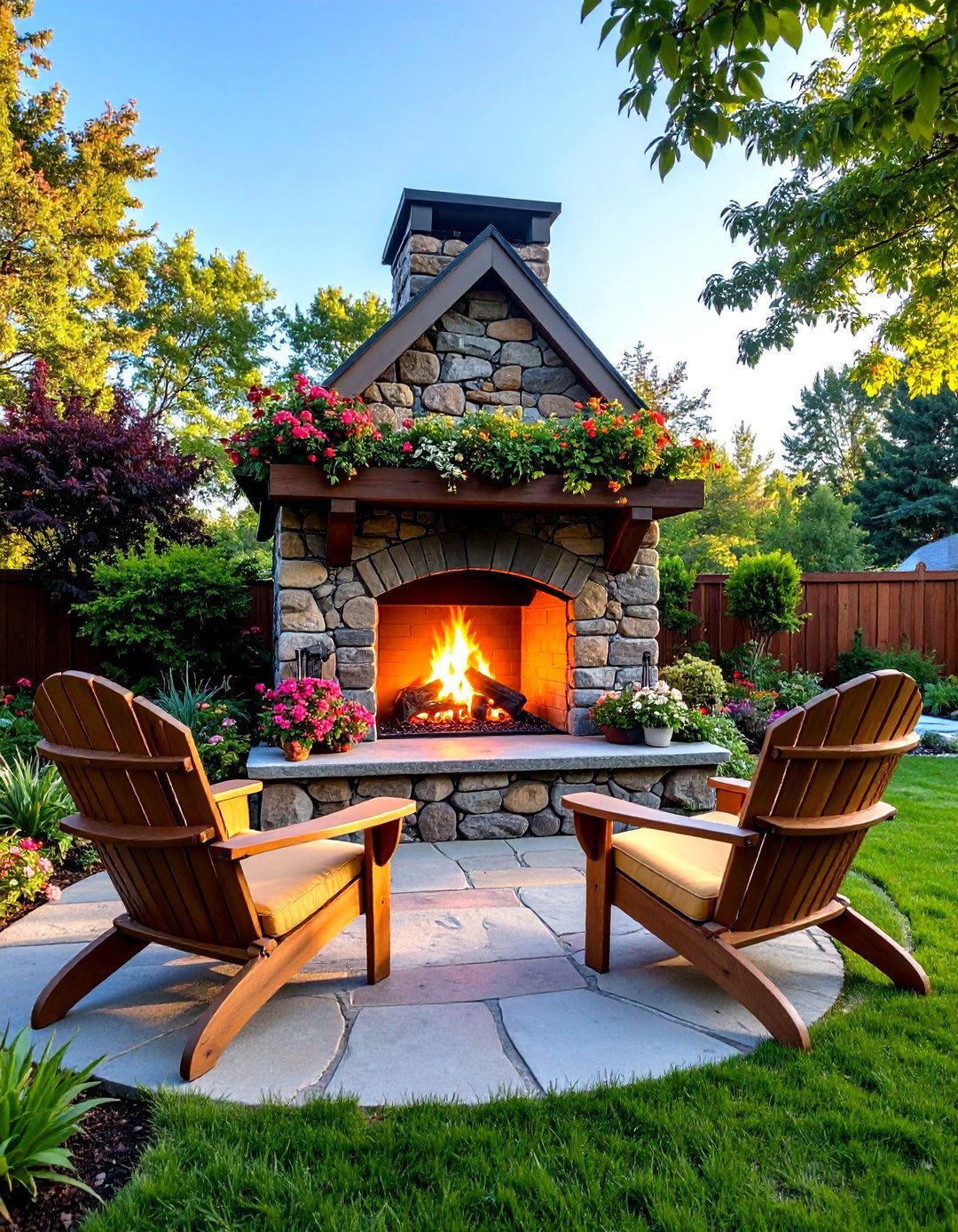 Stacked Stone Patio Fireplace with Mantel - 30 patio fireplace ideas