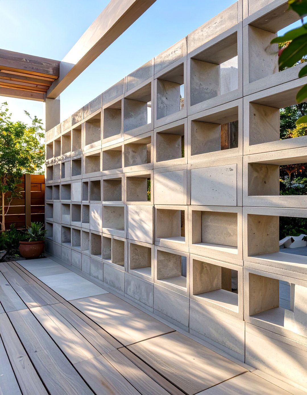 Stained Concrete Lattice Blocks - 30 deck lattice ideas