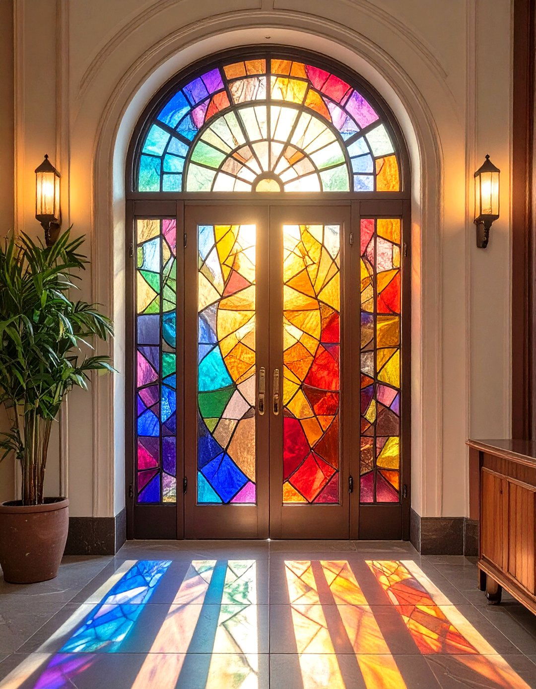 Stained Glass Effect Door - 30 office door decoration ideas
