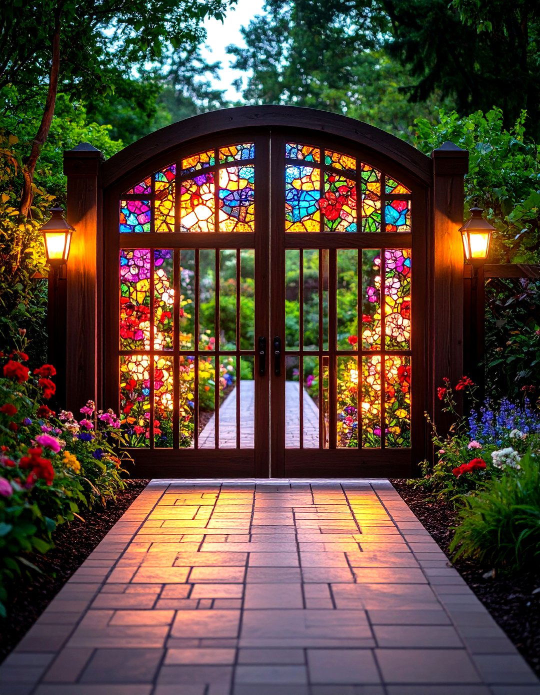 Stained Glass Panel Garden Gate - 30 garden gate ideas