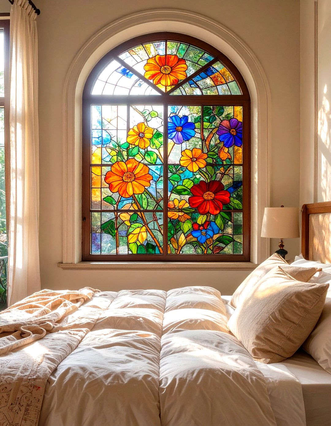 Stained Glass Window Panel - 30 vintage bedroom ideas