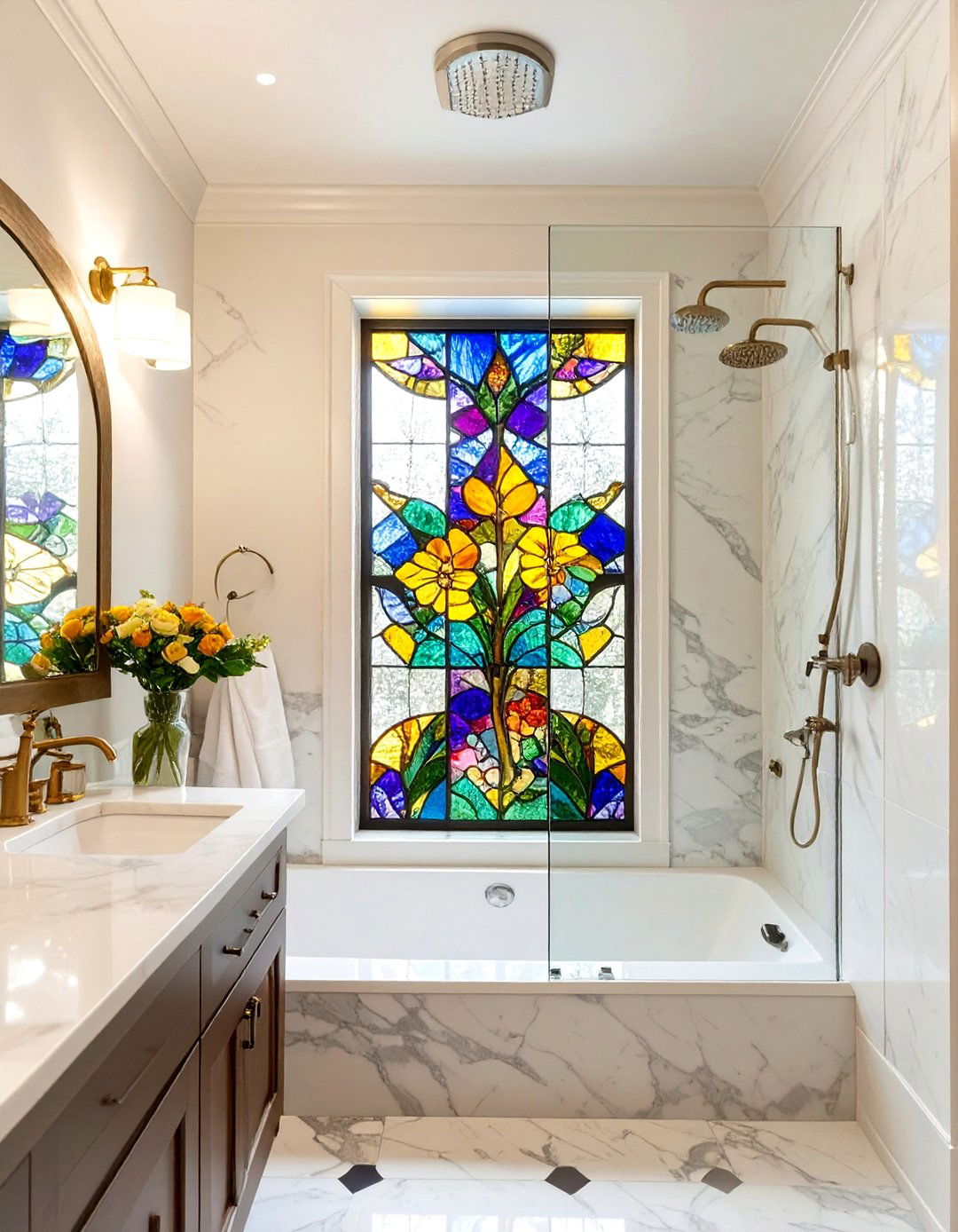 Stained Glass Window in Shower - 30 window in shower ideas